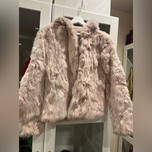 Rabbit fur jacket with hoodie